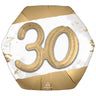 Anagram - Ballon Mylar Supershape- Blanc Or - 30 Ans 3D - Party Shop