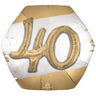Anagram - Ballon Mylar Supershape - Blanc Or - 40 Ans 3D - Party Shop