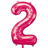 Anagram - Ballon Mylar Supershape - Nombre 2 Magenta - Party Shop