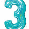 Betallic - Ballon Mylar Supershape - Nombre 3 Bleu Holographique - Party Shop