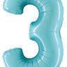 Betallic - Ballon Mylar Supershape - Nombre 3 Bleu Pastel - Party Shop