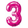 Anagram - Ballon Mylar Supershape - Nombre 3 Magenta - Party Shop