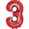Anagram - Ballon Mylar Supershape - Nombre 3 Rouge - Party Shop