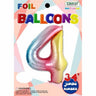 TRICO BALLOON - Ballon Mylar Supershape - Nombre 4 Multicolore Pastel - Party Shop