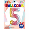 TRICO BALLOON - Ballon Mylar Supershape - Nombre 5 Multicolore Pastel - Party Shop