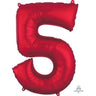 Anagram - Ballon Mylar Supershape - Nombre 5 Rouge - Party Shop