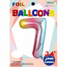 TRICO BALLOON - Ballon Mylar Supershape - Nombre 7 Multicolore Pastel - Party Shop