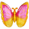 Anagram - Ballon Mylar Supershape - Papillon Rose Et Jaune - Party Shop