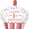 Anagram - Ballon Mylar Supershape - Petit Gateau Rose 1 An - Party Shop