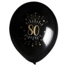 Santex - Ballons Latex 9" Or Noir (8) - 80 Ans - Party Shop