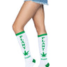 Leg Avenue - Bas Genoux Blanc Et Vert "Plant" - Party Shop