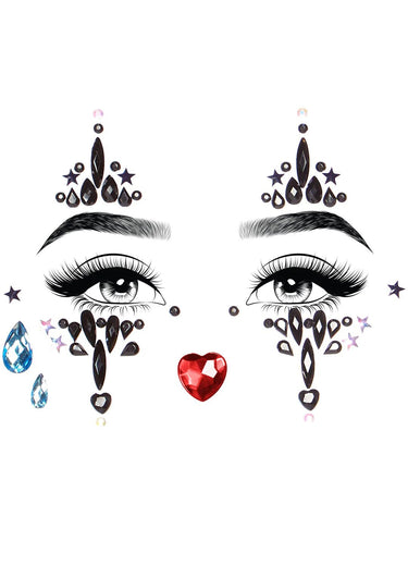 Leg Avenue - Bijou Adhésif Pour Visage - Harlequin - Party Shop